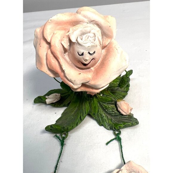Resin Flower Figurine With Smiling Face & Dangling Roses Shelf Sitter - Picture 2 of 5